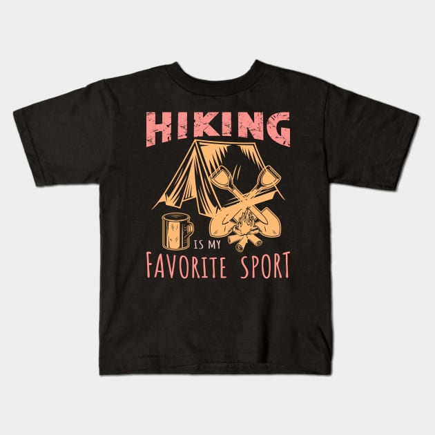 Hiking Is My Favorite Sport Kids T-Shirt by Creative Brain